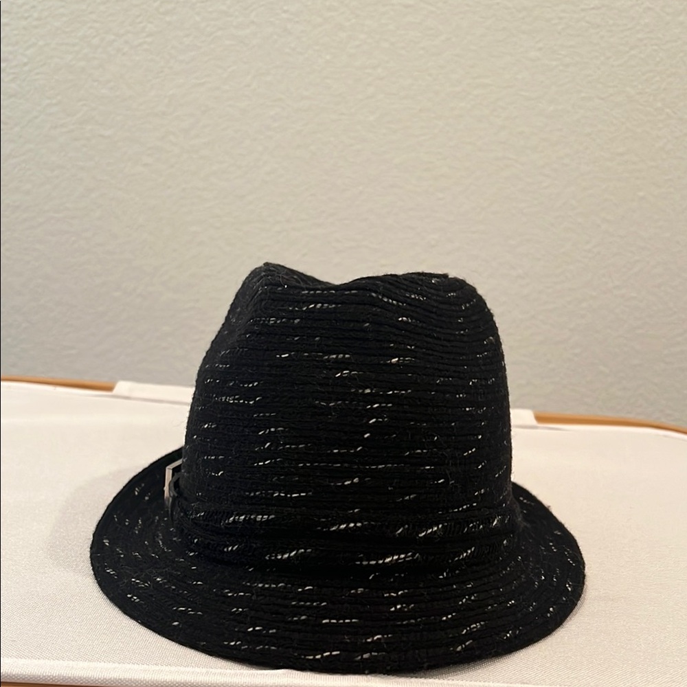 Black and White Textured Fedora Hat